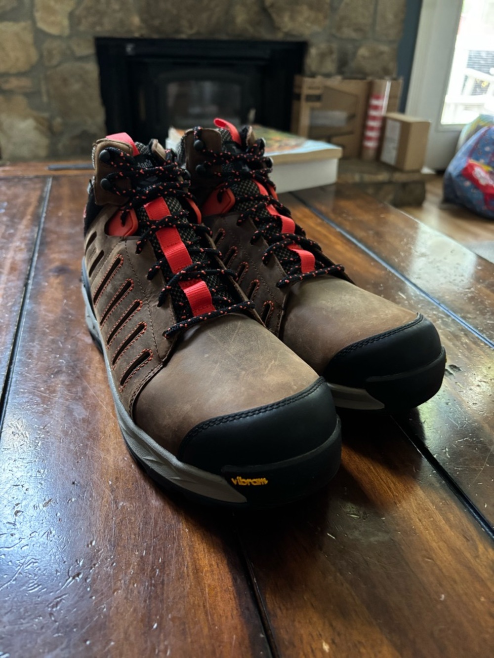 Timberland PRO Brown Work Boots with Red Accents